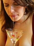 Cute faced brunette in red bra gives fantastic oral pleasure to her hard dicked man