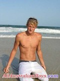 White haired amateur guy poses topless showing his skinny torso in nature