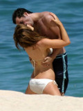 Kate Beckinsale in snow white bikini spends time on the beach with her boyfriend