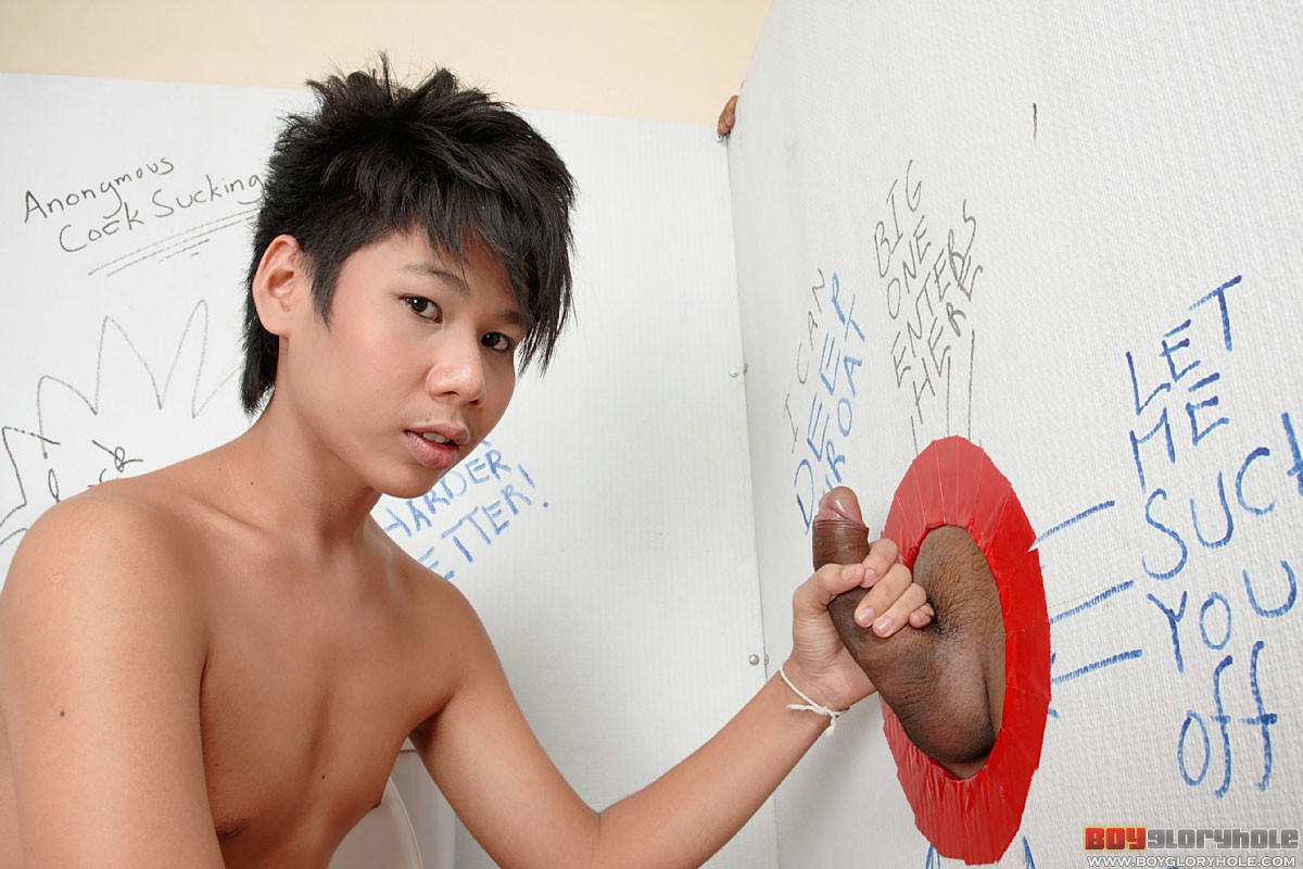 asian cock thumbs - Cute faced asian twink jerks off in the toilet and has sex with stranger  through the gloryhole