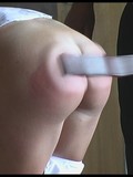 Three schoolgirls pull down their white panties and get their bare bottoms spanked