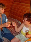 Drunk mature lady in glasses gets nude and bends over for hard dicked young stud