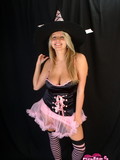 Shy juicy blonde palms her big tits while posing in sexy black thong panties