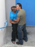 Guy gets his ass mercilessly fucked from behind by gay in a public place
