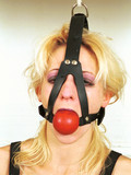 Tied up slim blonde gets her hairless pussy painfully pinned and clamped