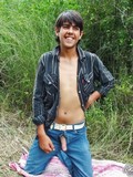 18 y.o. ethnic boy strokes his cock outdoors then penetrates his cherry asshole by finger