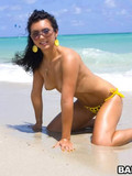 Seduced beach babe in yellow bikini gets her pussy fucked hard in the hotel room