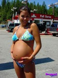 Pregnant ladies pose in bikini and flash their private parts outdoors in public