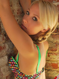 Tender small titted blonde girl that loves music bares it all flirtatiously