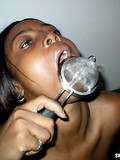 Black cum slut sucks huge chocolate sausage and drinks warm fresh sperm with appetite