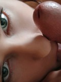 Tender red-haired girl giving sensual oral job her man won't soon forget