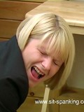 Screaming blonde girl gets her sexy young ass spanked by unmerciful old man