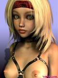 Round boobed 3D blonde with beautiful eyes poses in super sexy lingerie