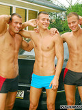 The group of young and strong gays has gathered together for something kinky