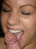 Brunette girlfriend with sexy boobs gives oral pleasure and gets her neat pussy pounded